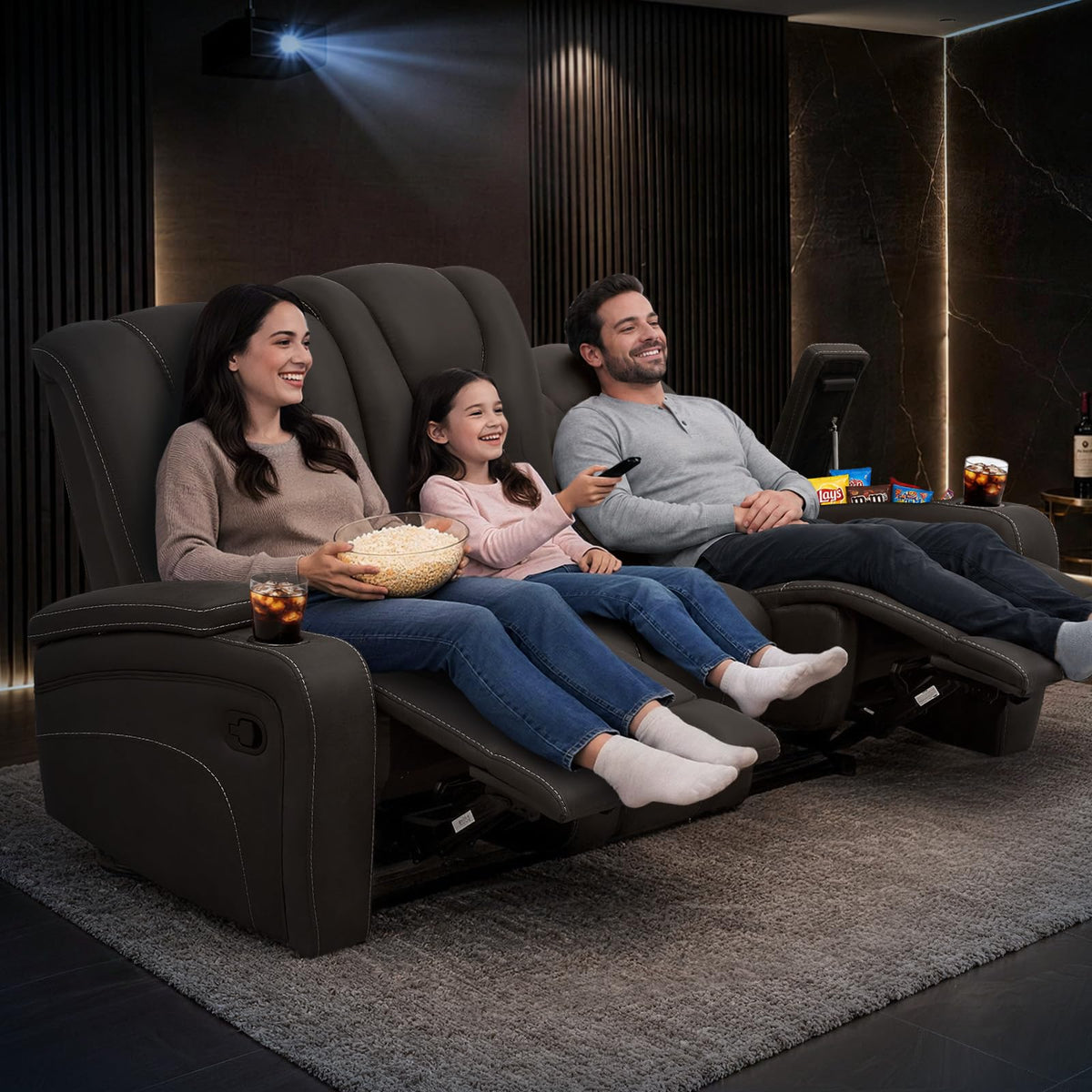 Brown Microfiber Reclining Sofa