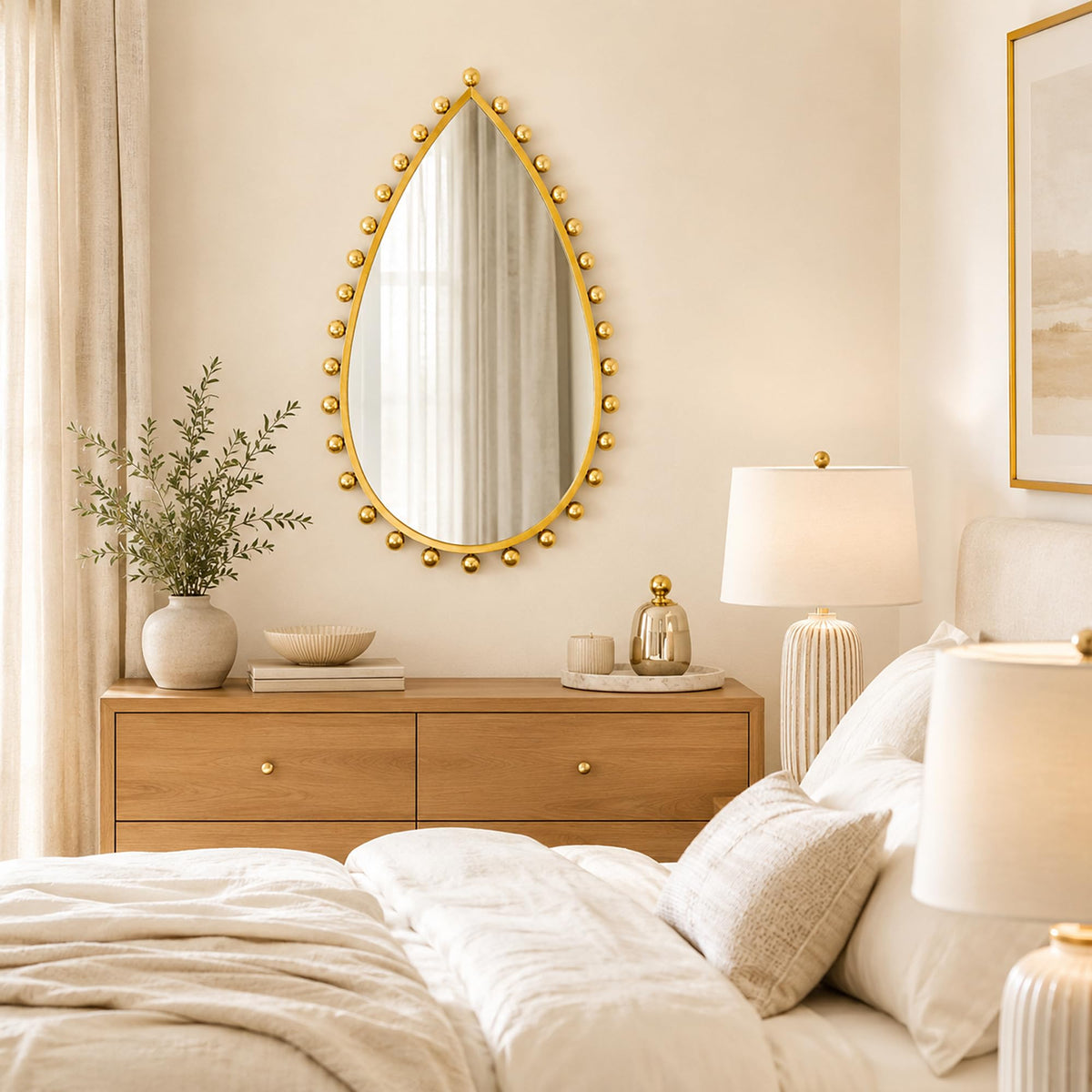 Antique Gold Teardrop Wall Mirror