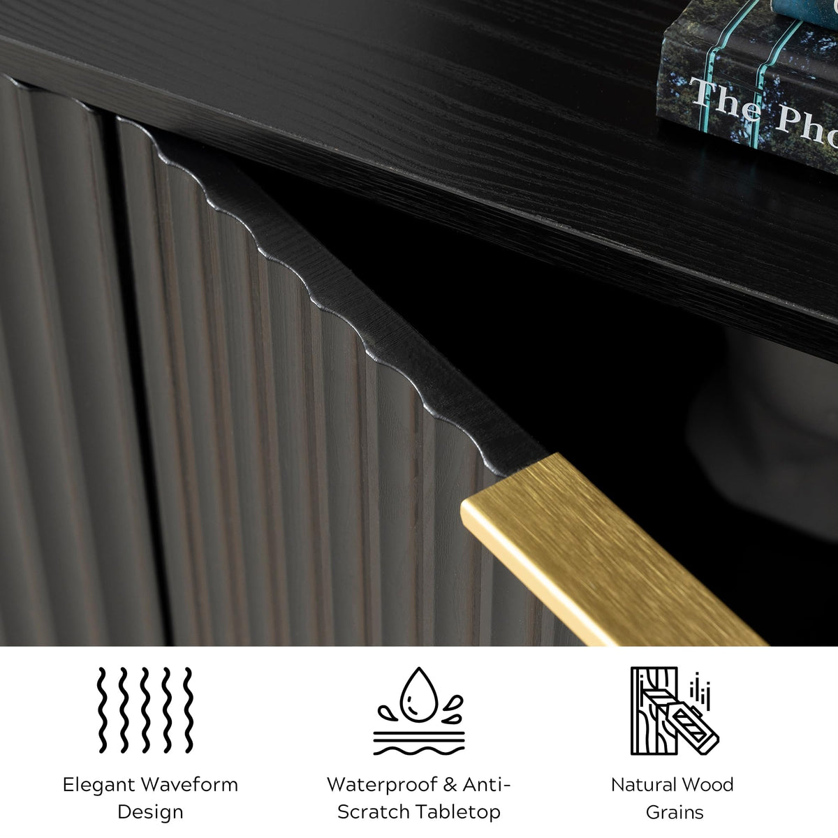 Black Fluted Sideboard Cabinet