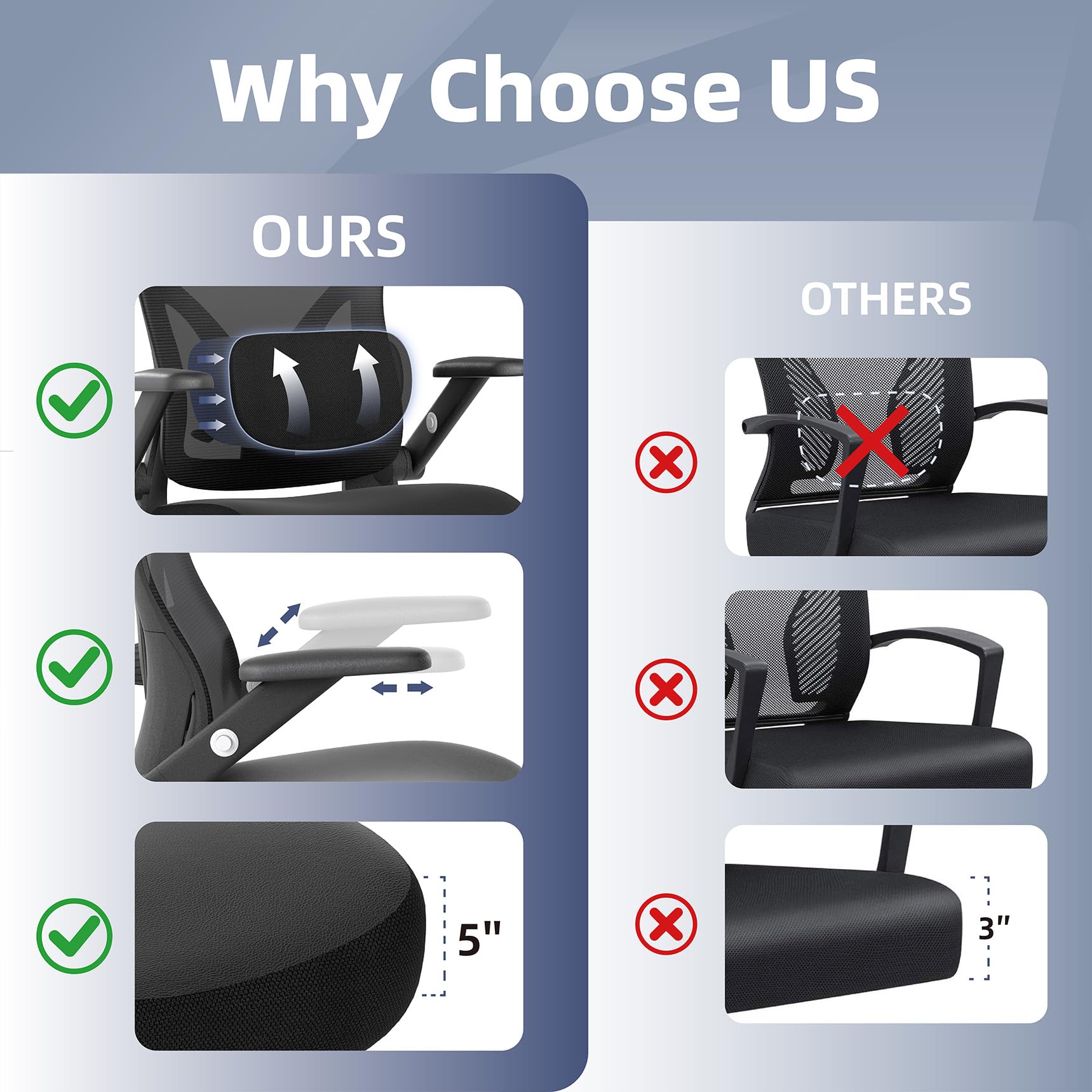 Ergonomic Office Chair with Lumbar Support & Mesh Back
