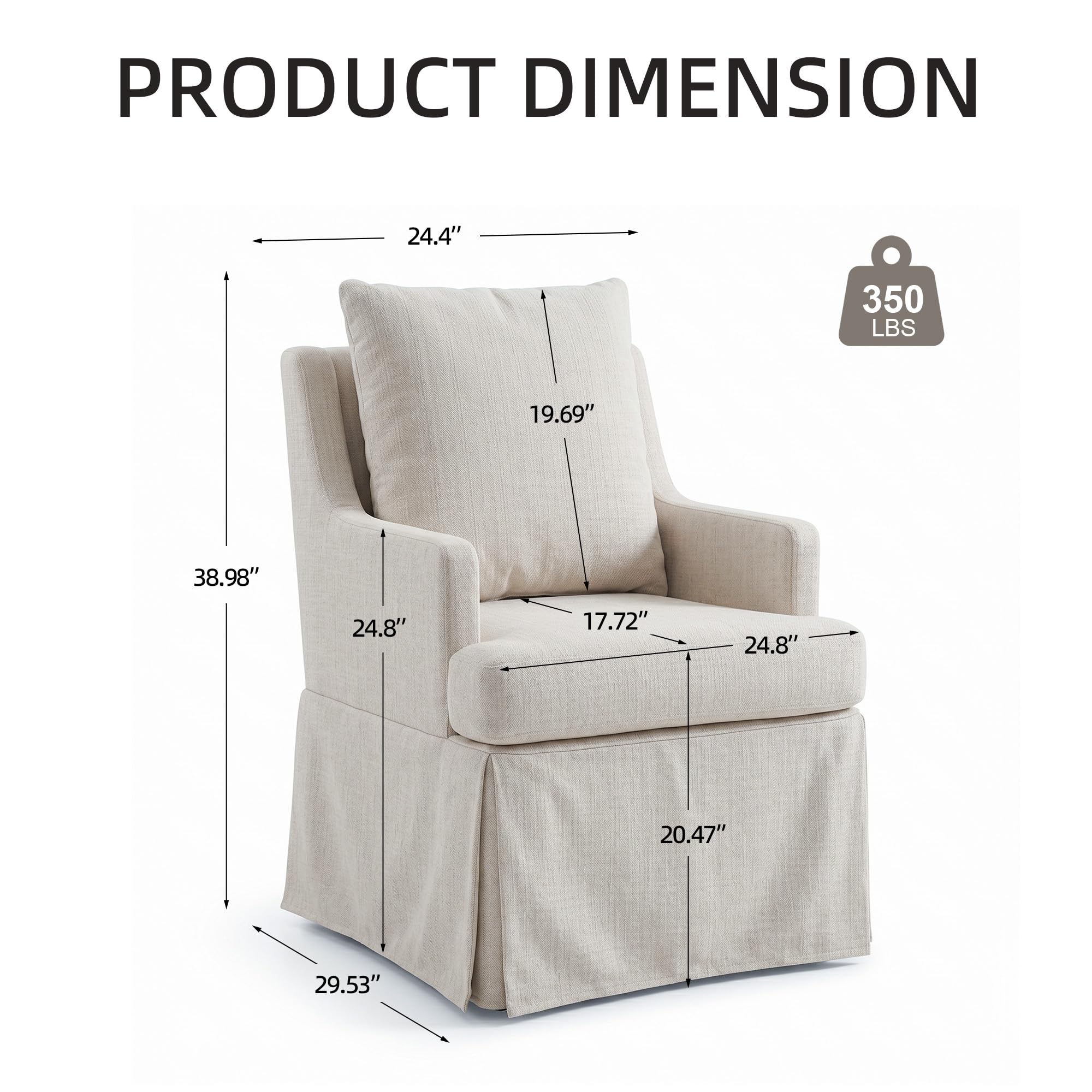Upholstered Dining Chairs Set of 2 with Casters