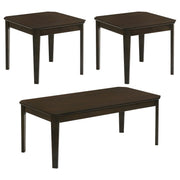 Coaster Amaro 3-Piece Wooden Coffee and End Table Set Dark Brown 736184