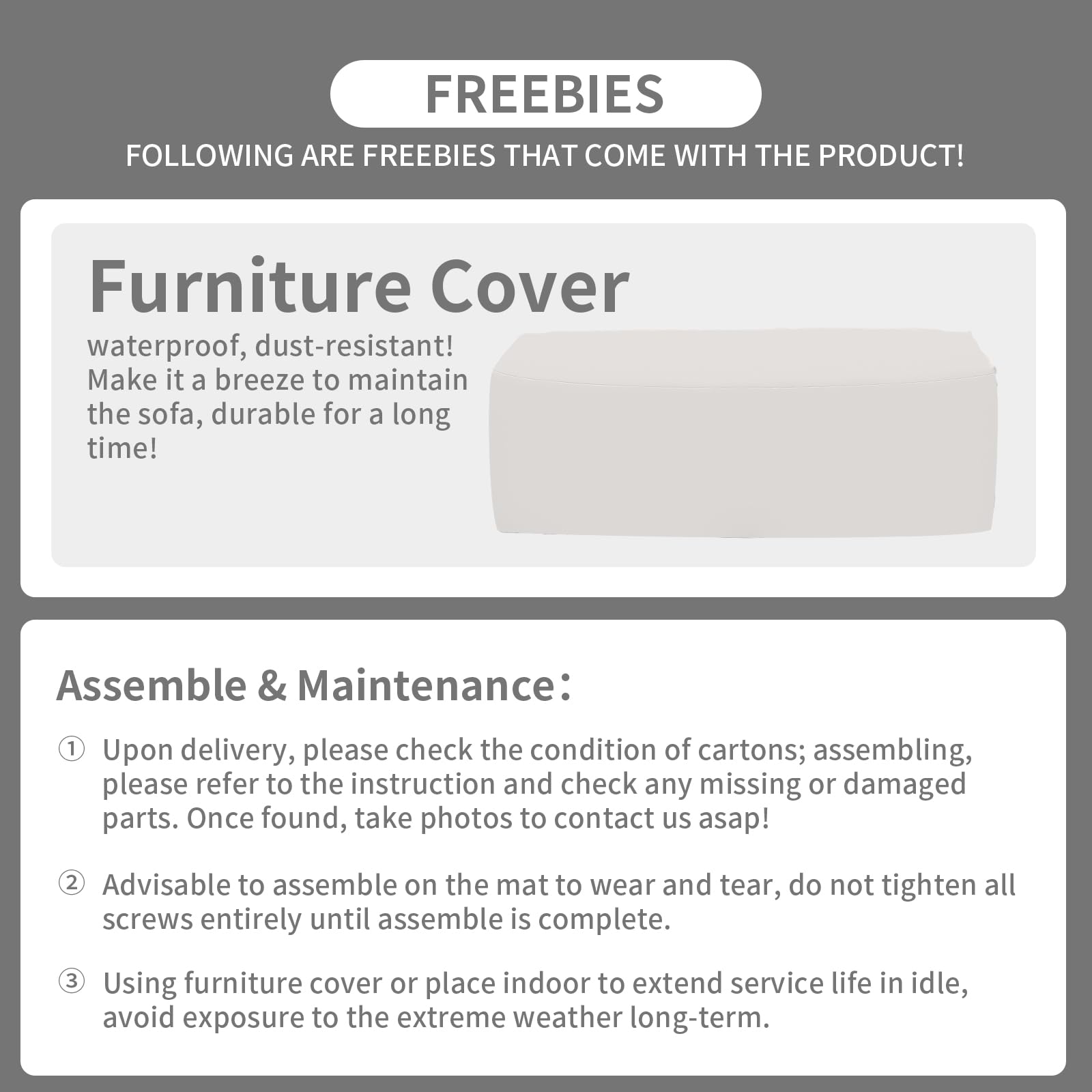 3-Seat Outdoor Patio Sofa with Waterproof Cover
