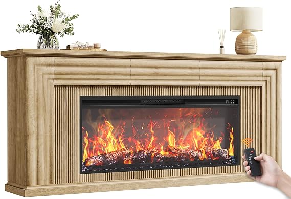 70" Fireplace TV Stand with 42" Electric Fireplace