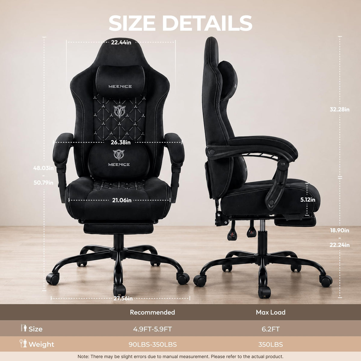 Fabric Gaming Chair with Heated Massage