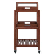 Winsome Albert 3-Tier Serving Cart, 33" in Walnut, Rolling Utility Bar Cart with Wheels for Snacks, Drinks, Kitchen Essentials, Storage & Organization for the Home or Apartment