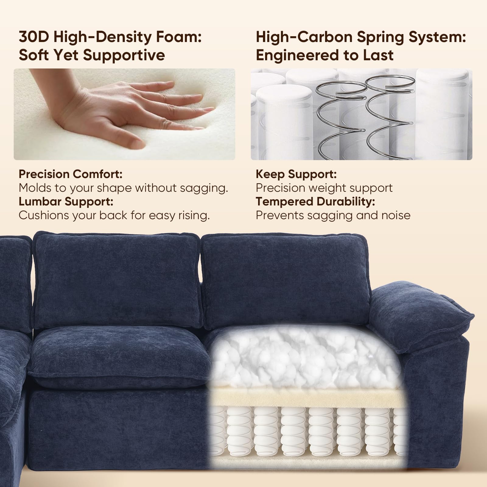 L-Shape Sectional Sofa with Oversized Chaise