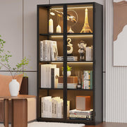 Kelueo 63" H Display Cabinet with Glass Doors,Tall Display Cabinet with LED Lights,Display Case for Collectibles,Glass Display Cabinets with 3 Adjustable Shelves for Living Room,Bedroom,Office
