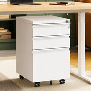 CHRONOGRAIN 3 Drawer File Cabinet with Lock and Casters,White