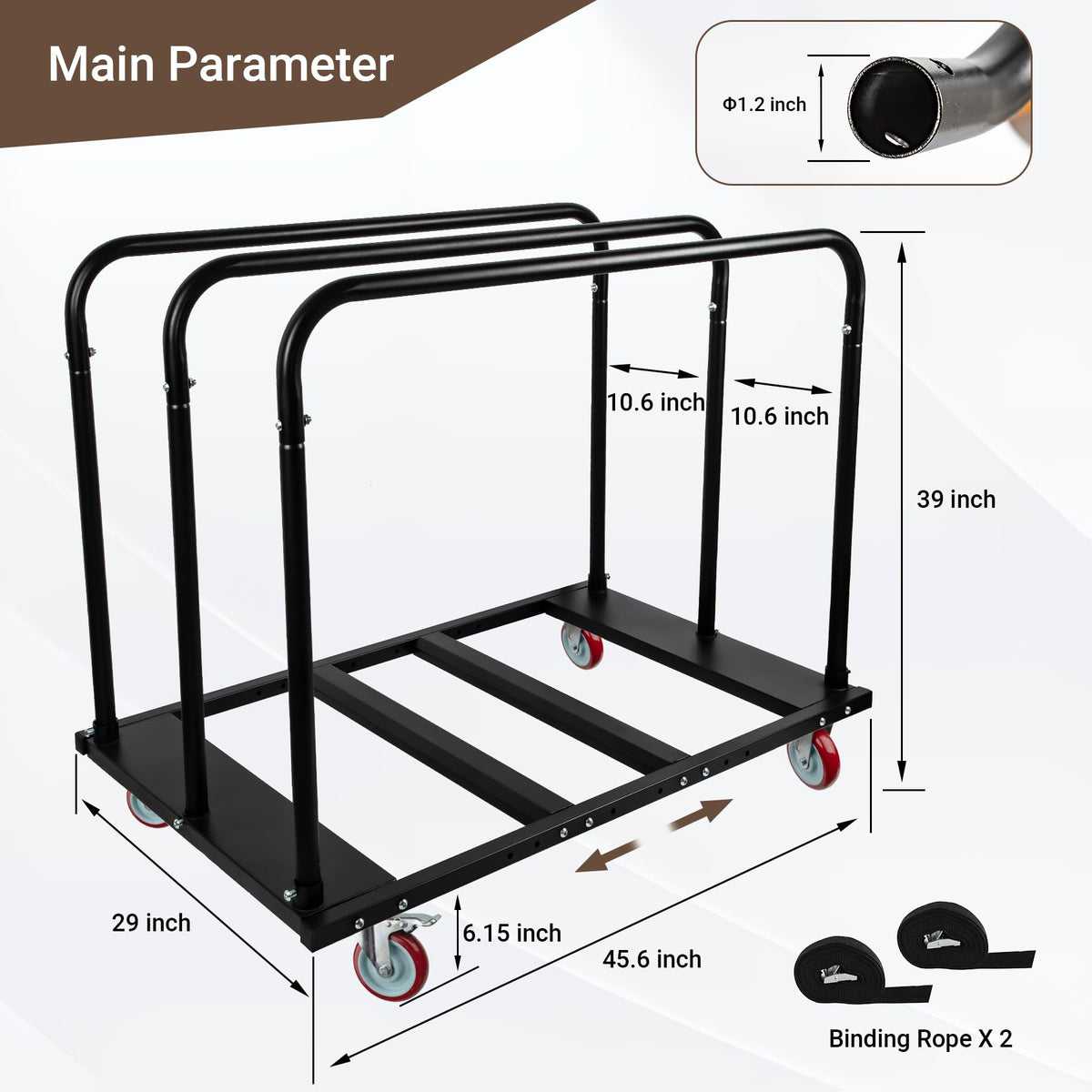 Eastrexon Folding Table Cart, 1800 Heavy Duty Drywall Dolly Cart