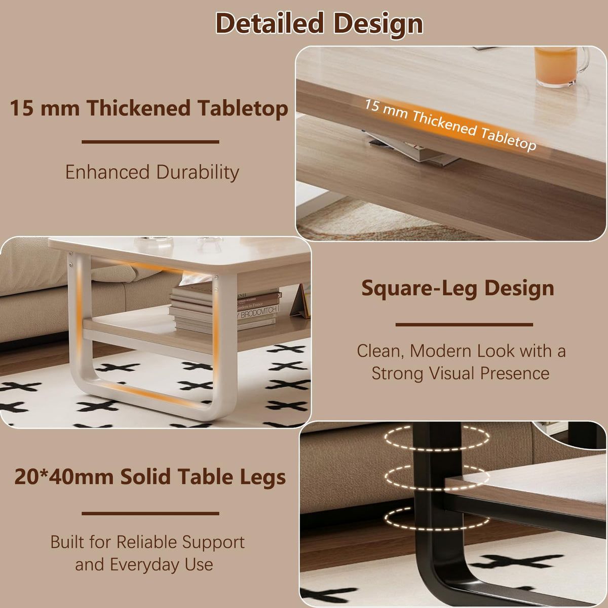 Rectangular Coffee Table with Storage