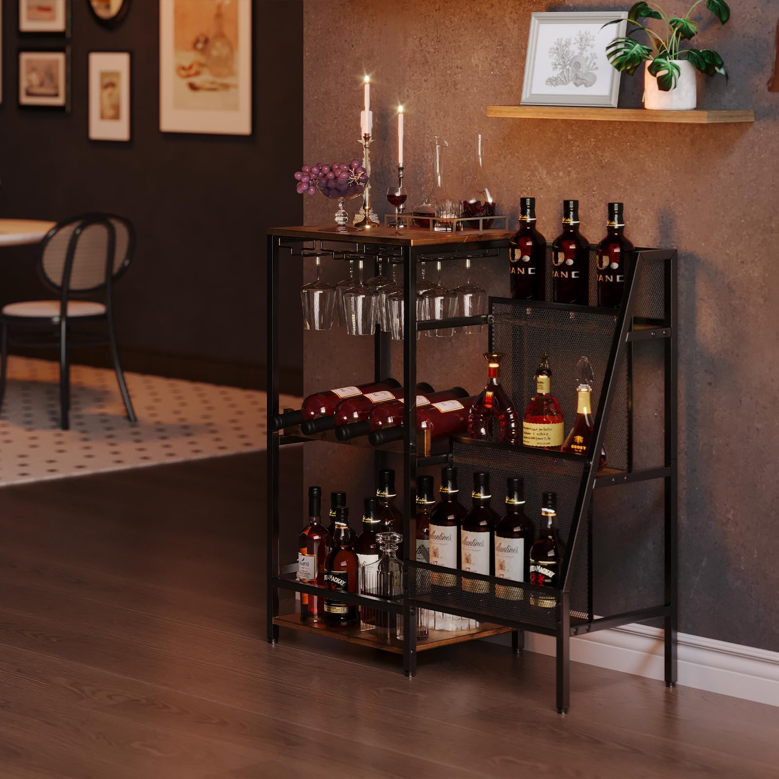 Wine Rack with Mini Bar Table