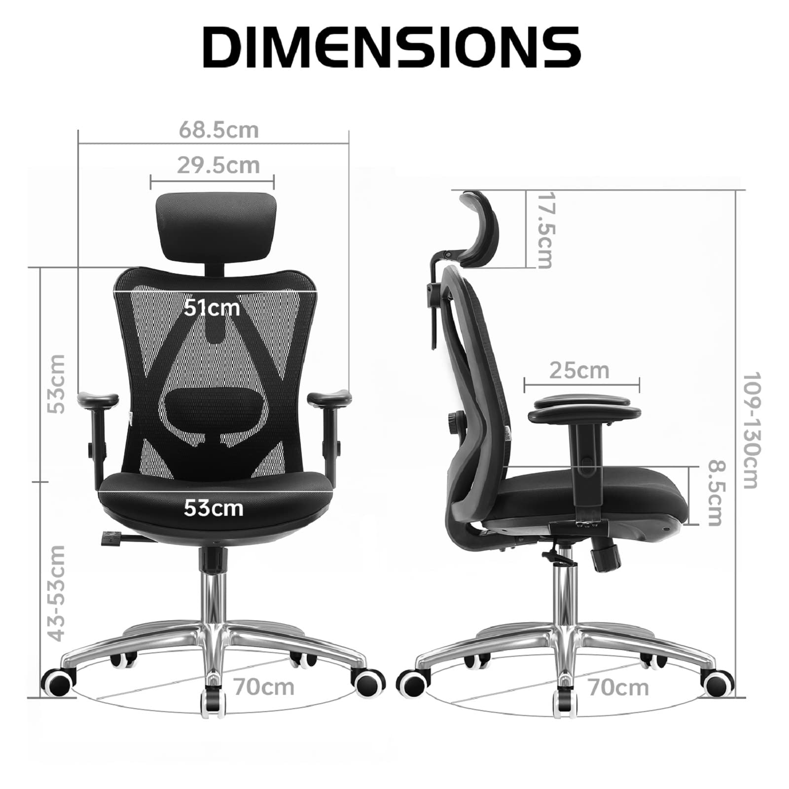 Ergonomic Mesh Office Chair with Adjustable Headrest & Lumbar Support