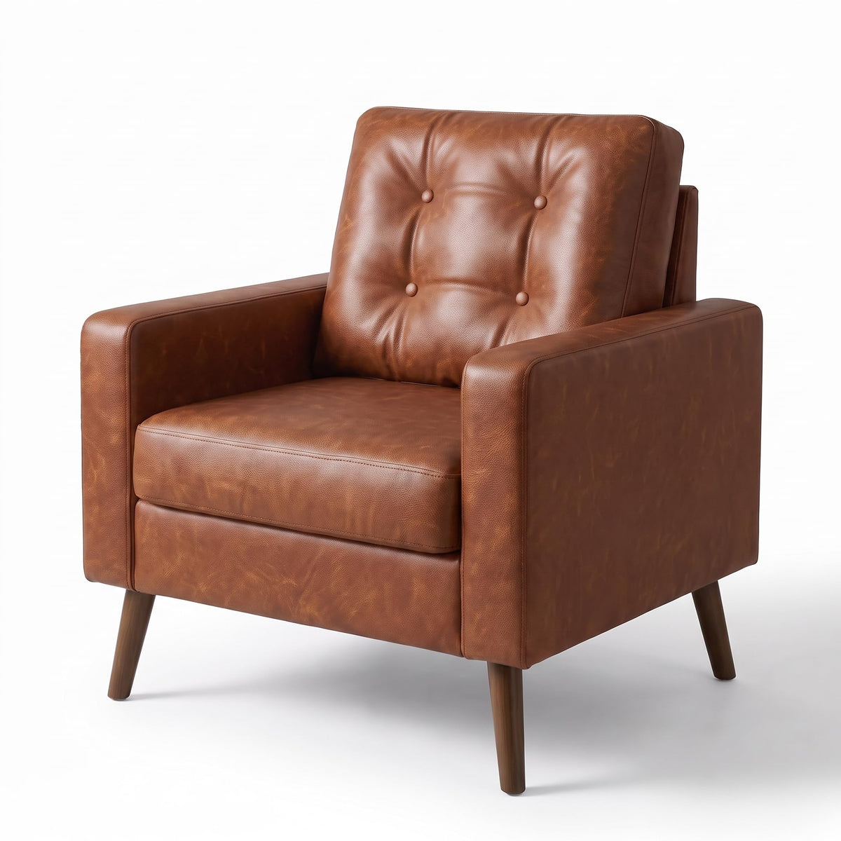 Mid-Century Faux Leather Armchair