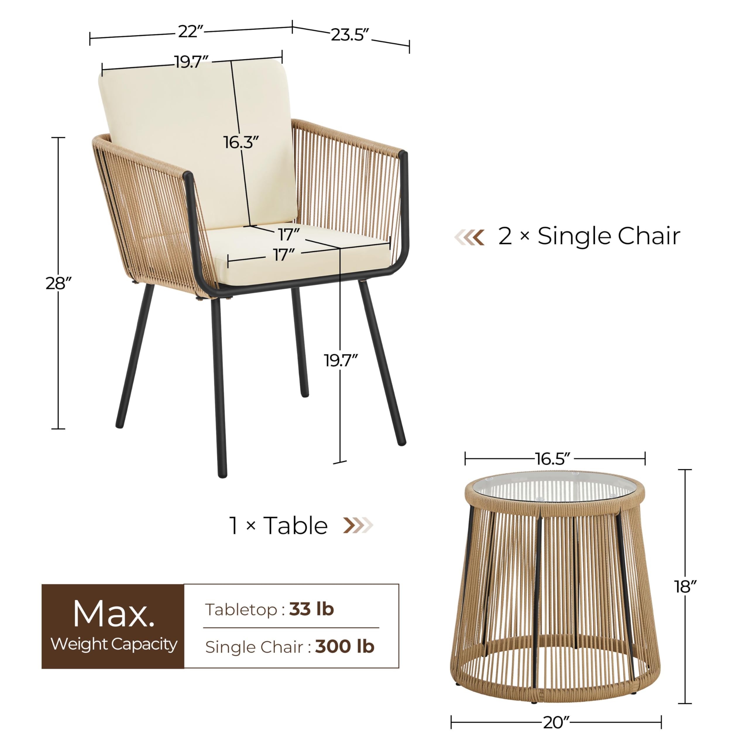 3-Piece Outdoor Wicker Bistro Set