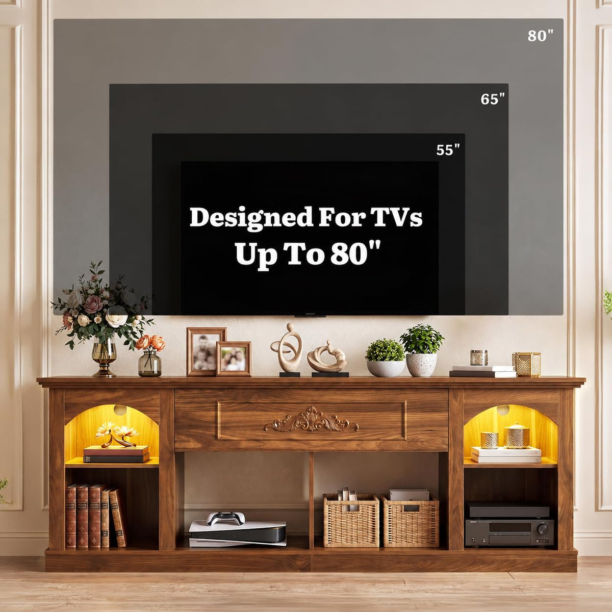Walnut LED TV Stand