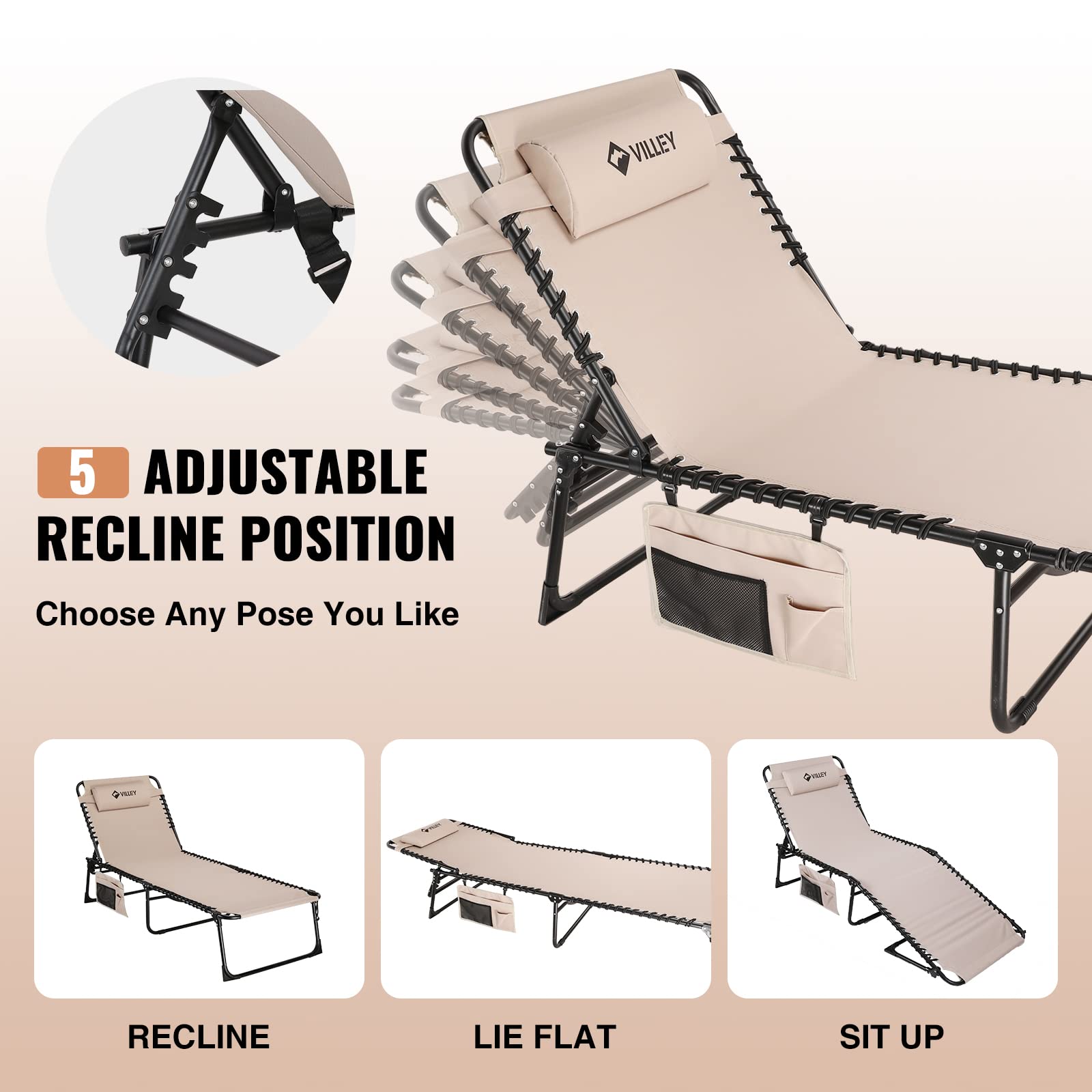 Folding Outdoor Chaise Lounge Chair