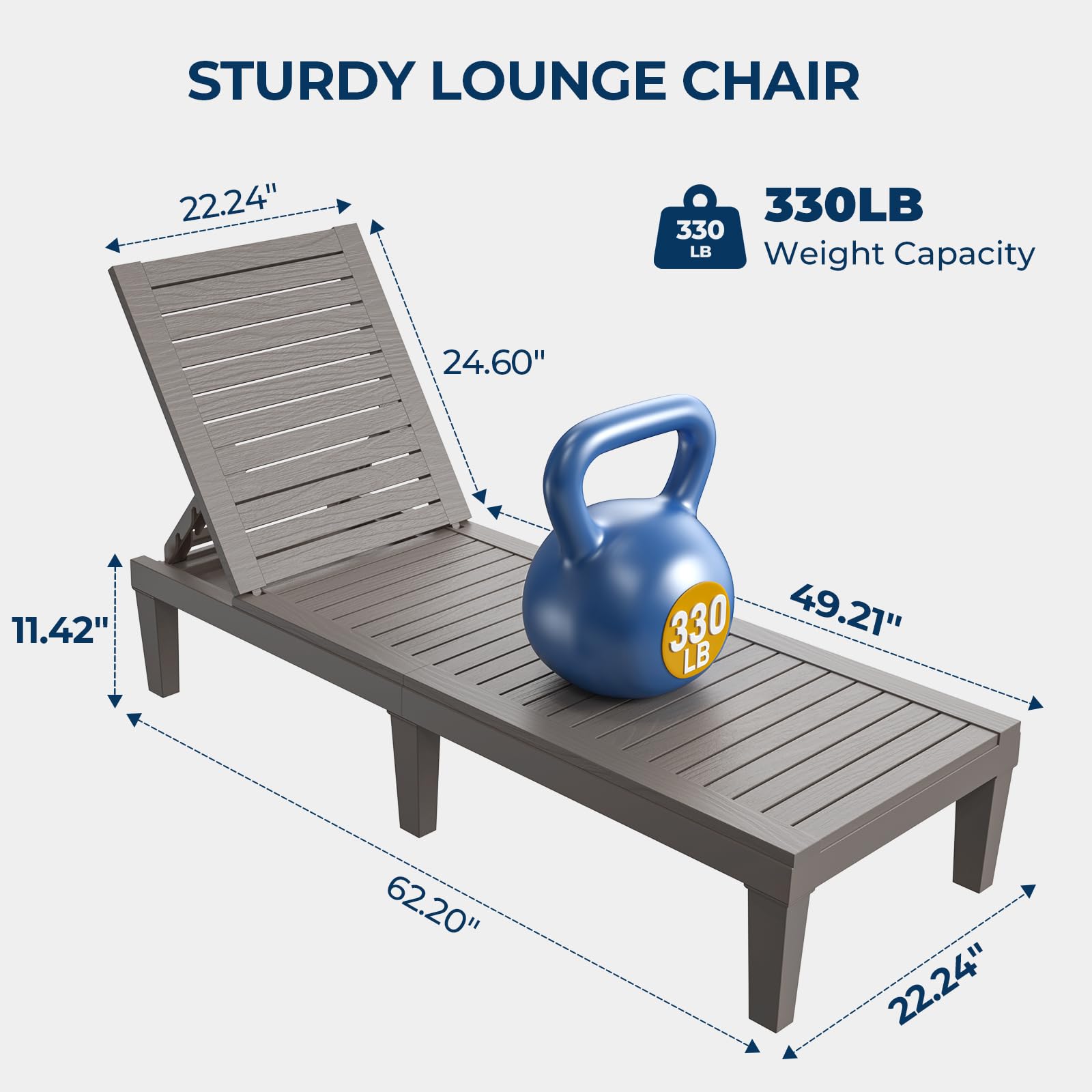 Outdoor Chaise Lounge Chair with Adjustable Backrest