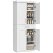 Tall Kitchen Pantry Cabinet with 4 Doors & Drawer
