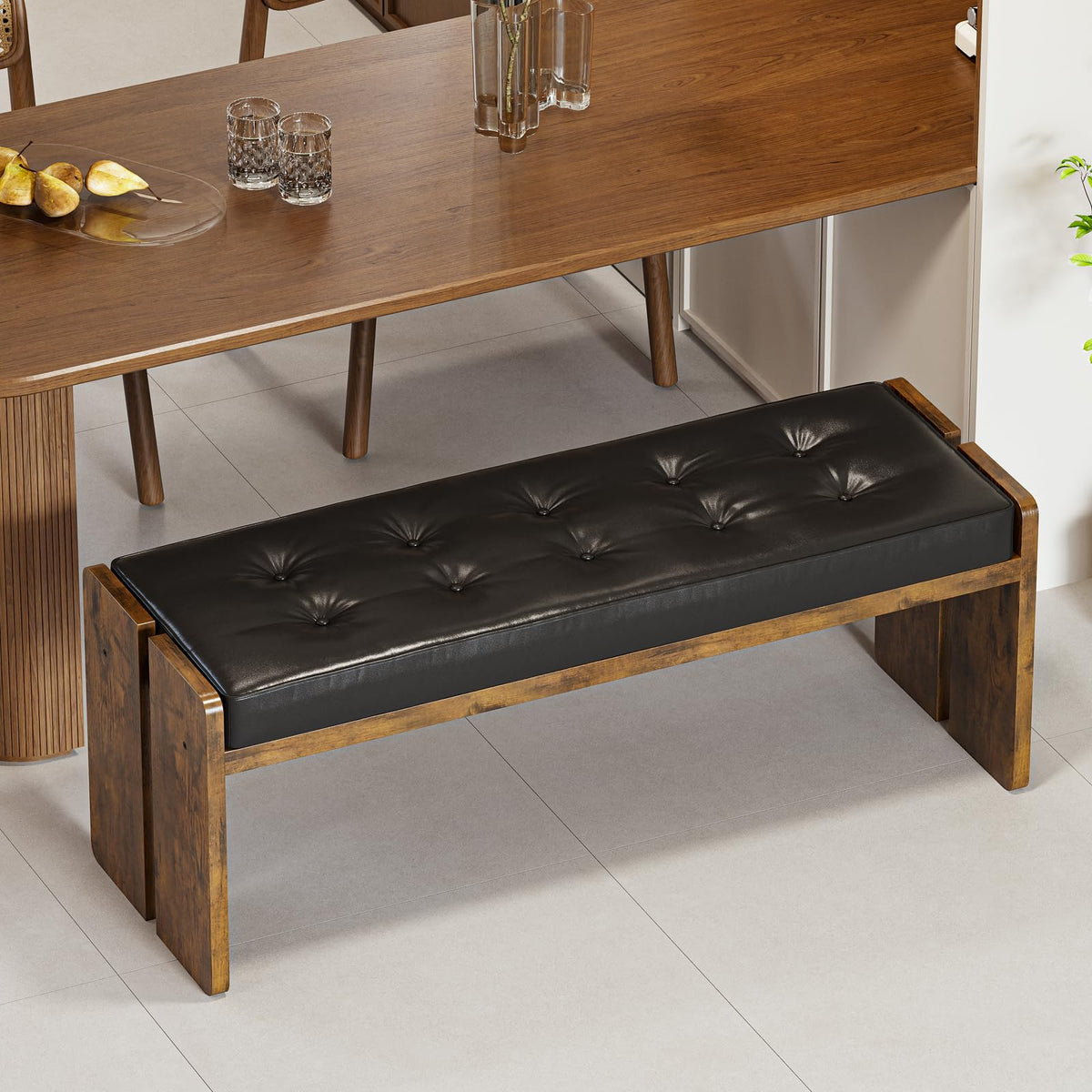 Faux Leather Upholstered Dining Bench