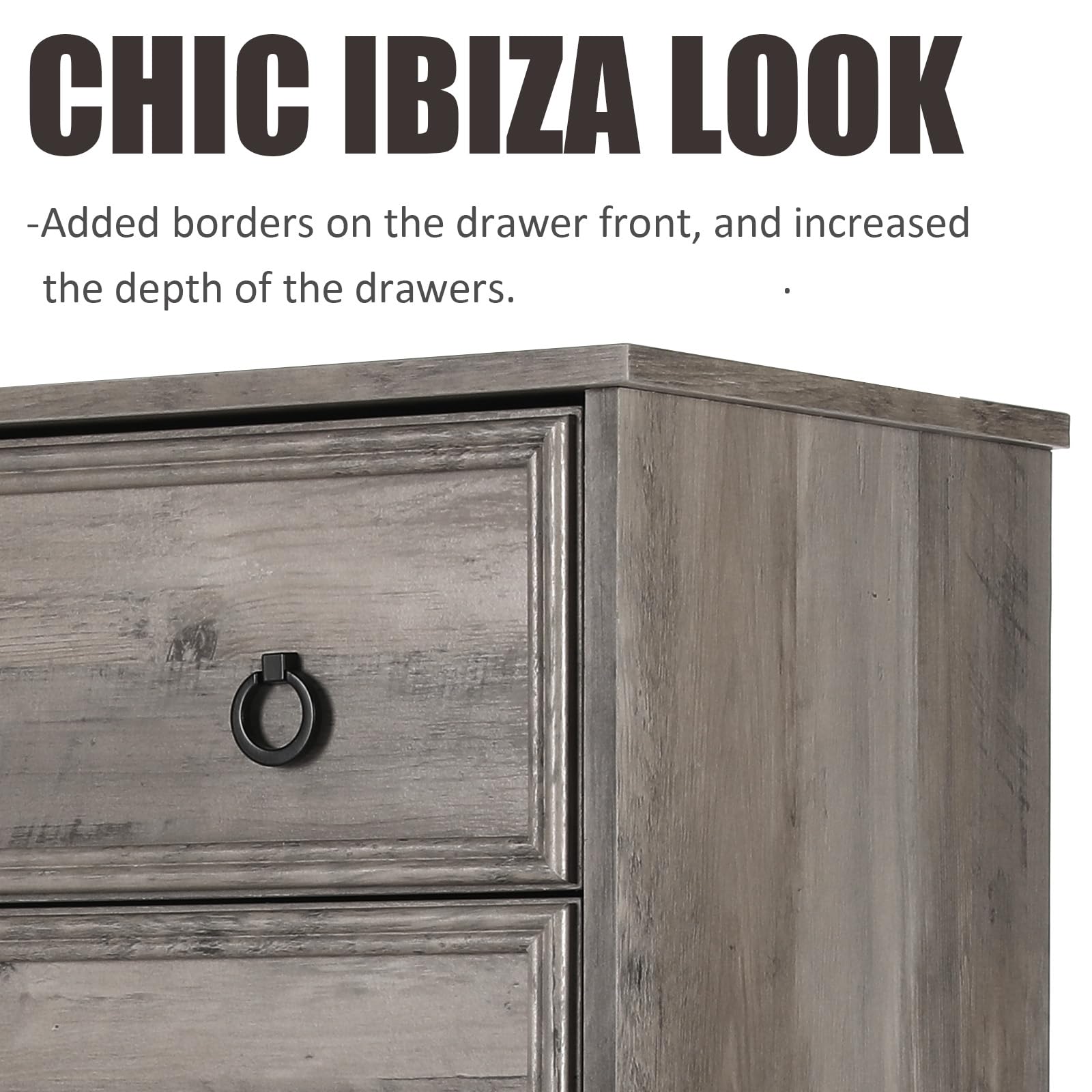 7-Drawer Dresser with Deep Drawers & Textured Borders
