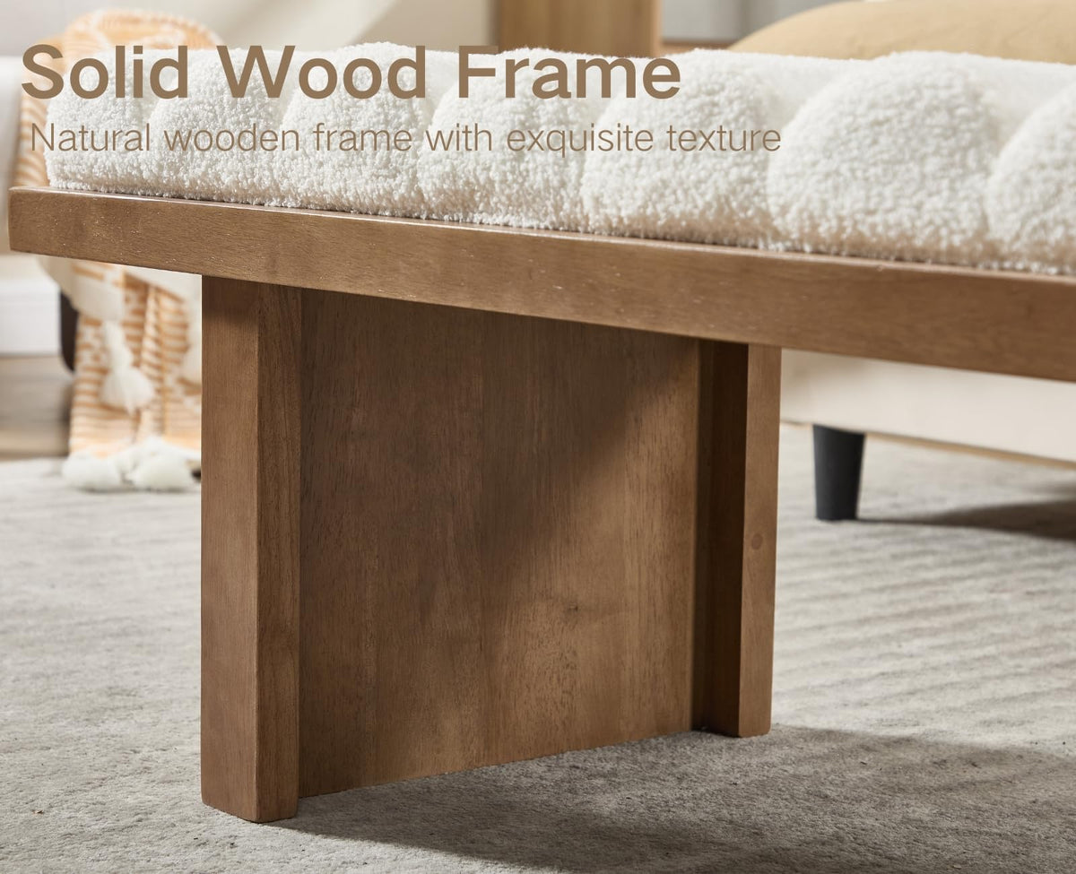 White Sherpa Upholstered Bench
