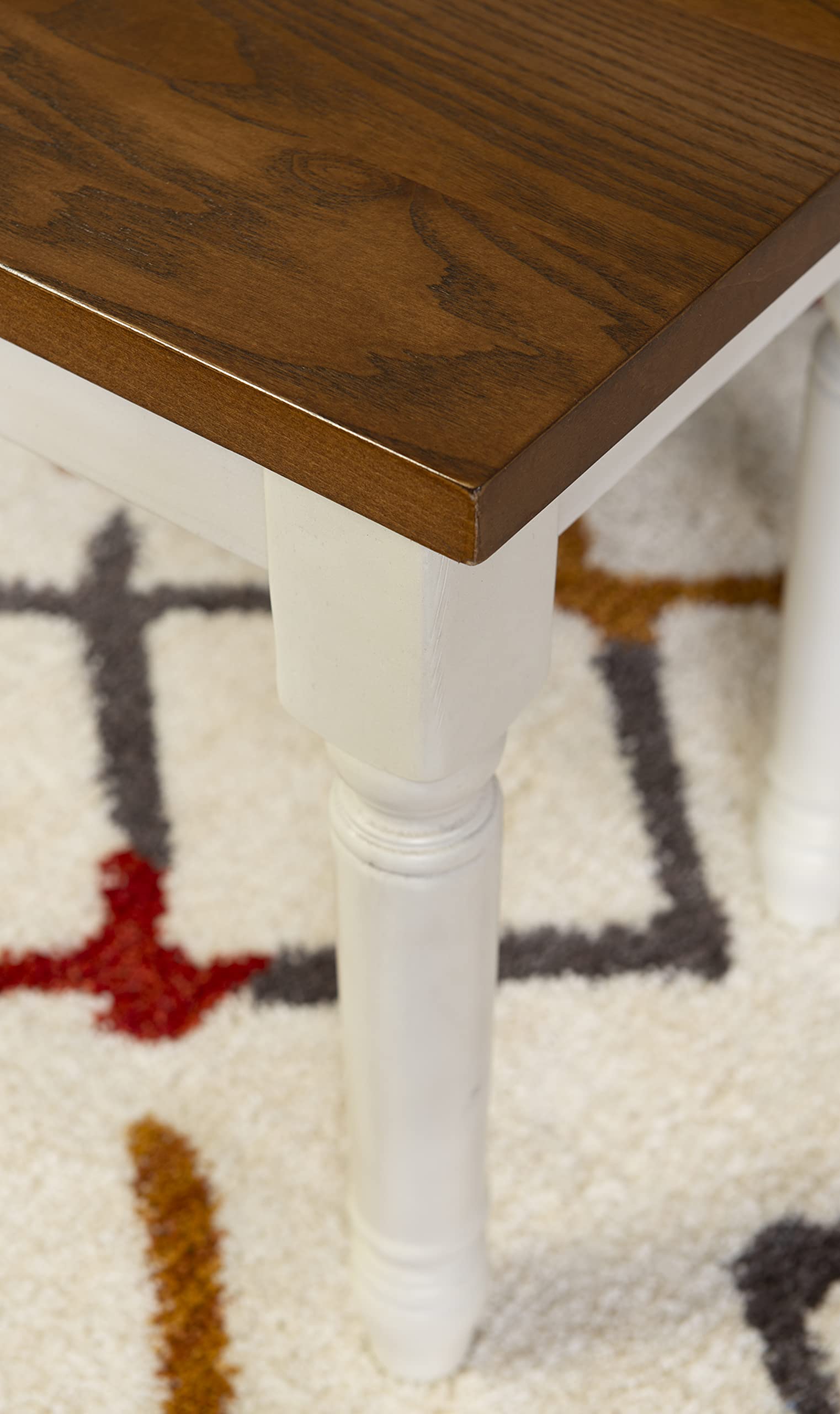Farmhouse Dining Bench – White & Honey Brown