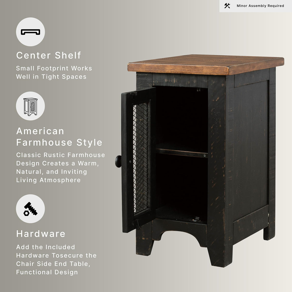 Farmhouse Storage End Table