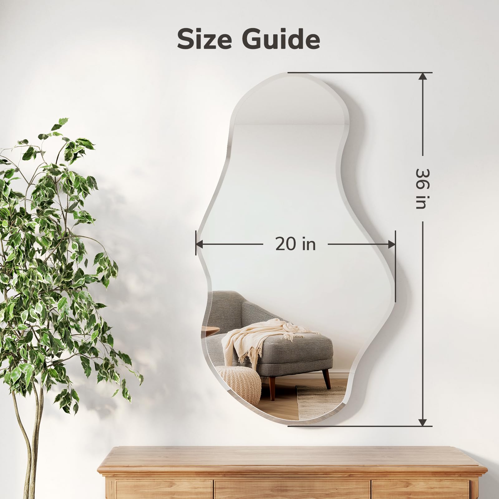 Frameless Irregular Wavy Wall Mirror