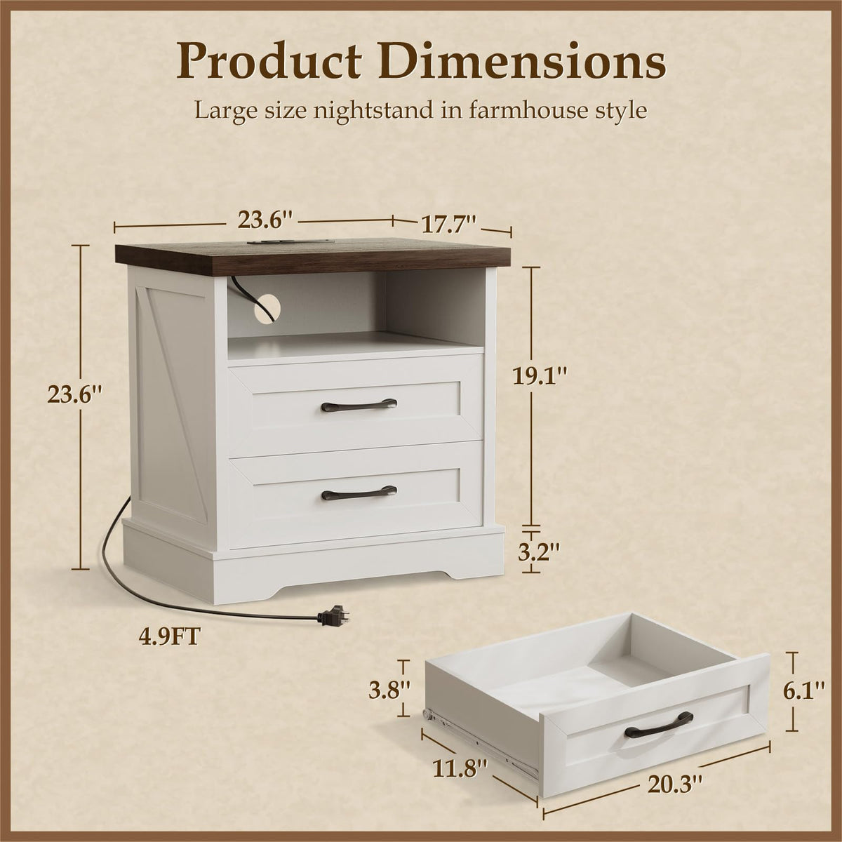 Farmhouse Charging Nightstand