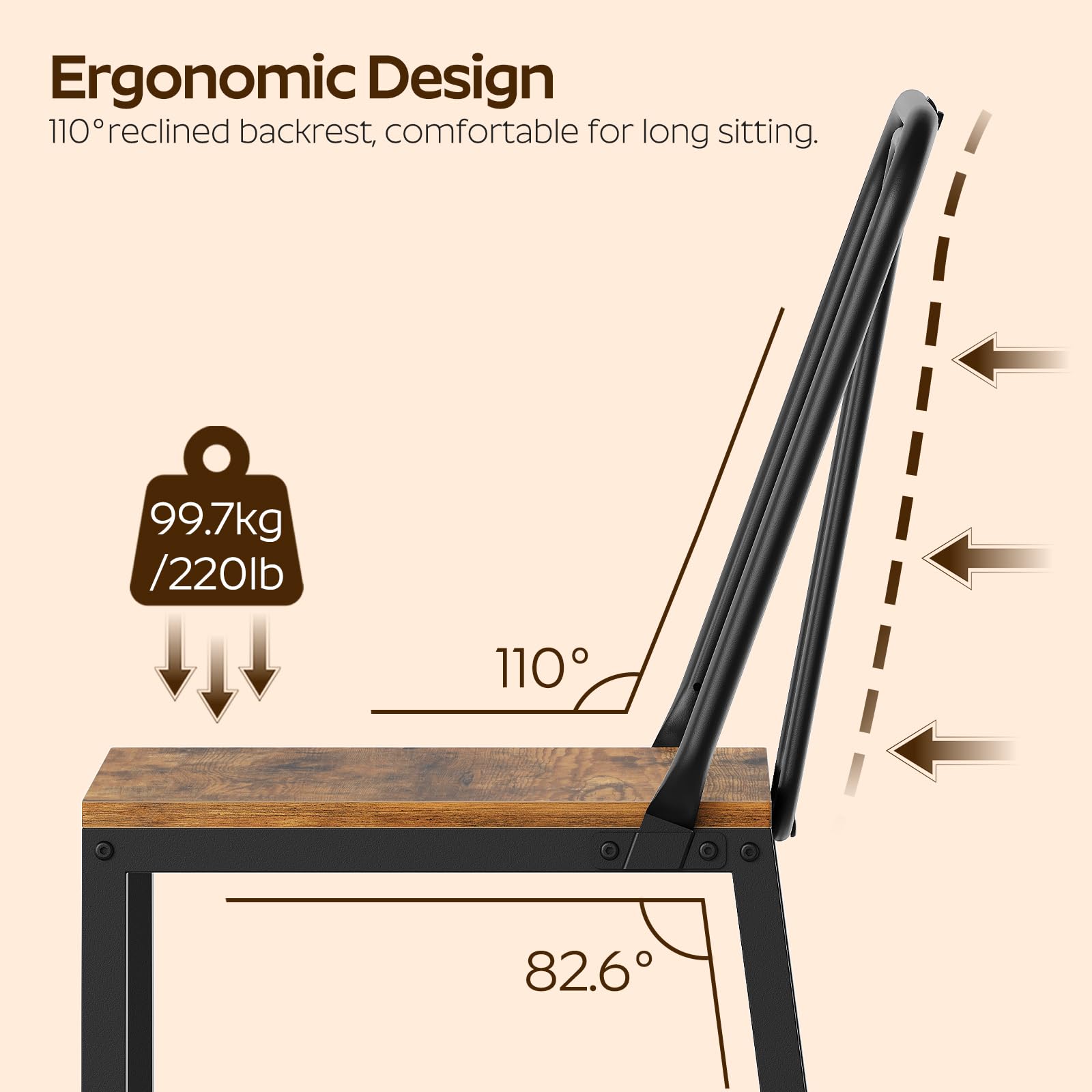 Industrial Dining Chairs Set of 4
