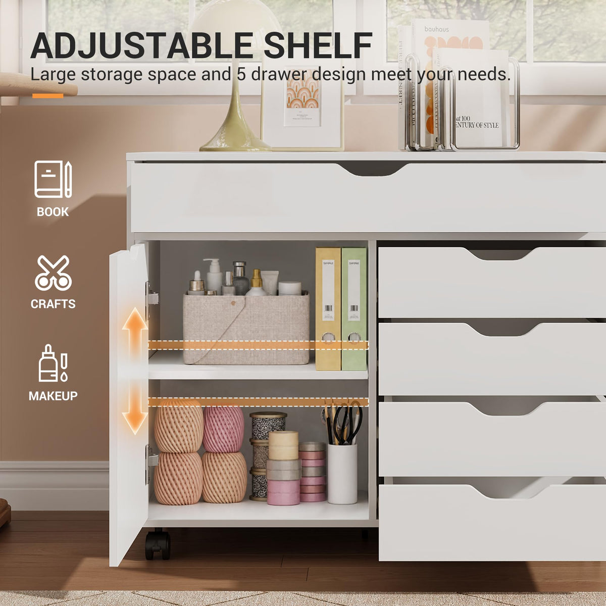 5-Drawer Rolling Storage Cabinet