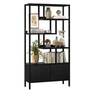 5-Tier Bookcase with Fluted Cabinet
