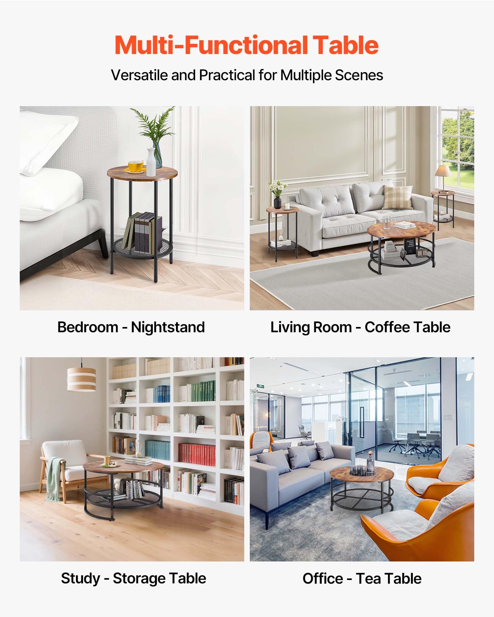 3-Piece Coffee Table Set with 2 End Tables