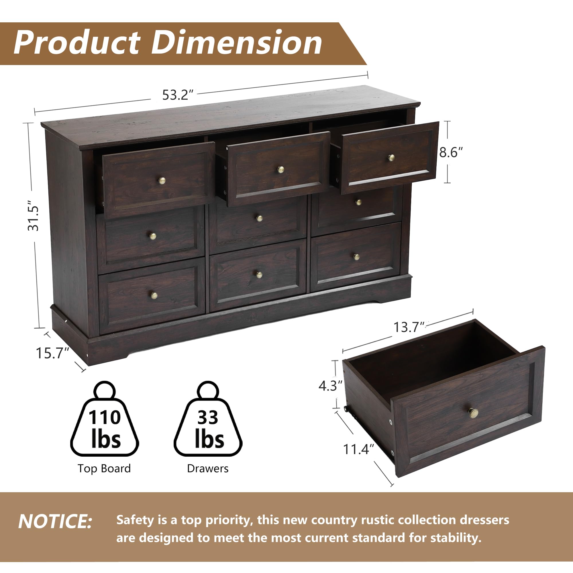 Farmhouse Bedroom Dresser Set of 4 with Charging Nightstand