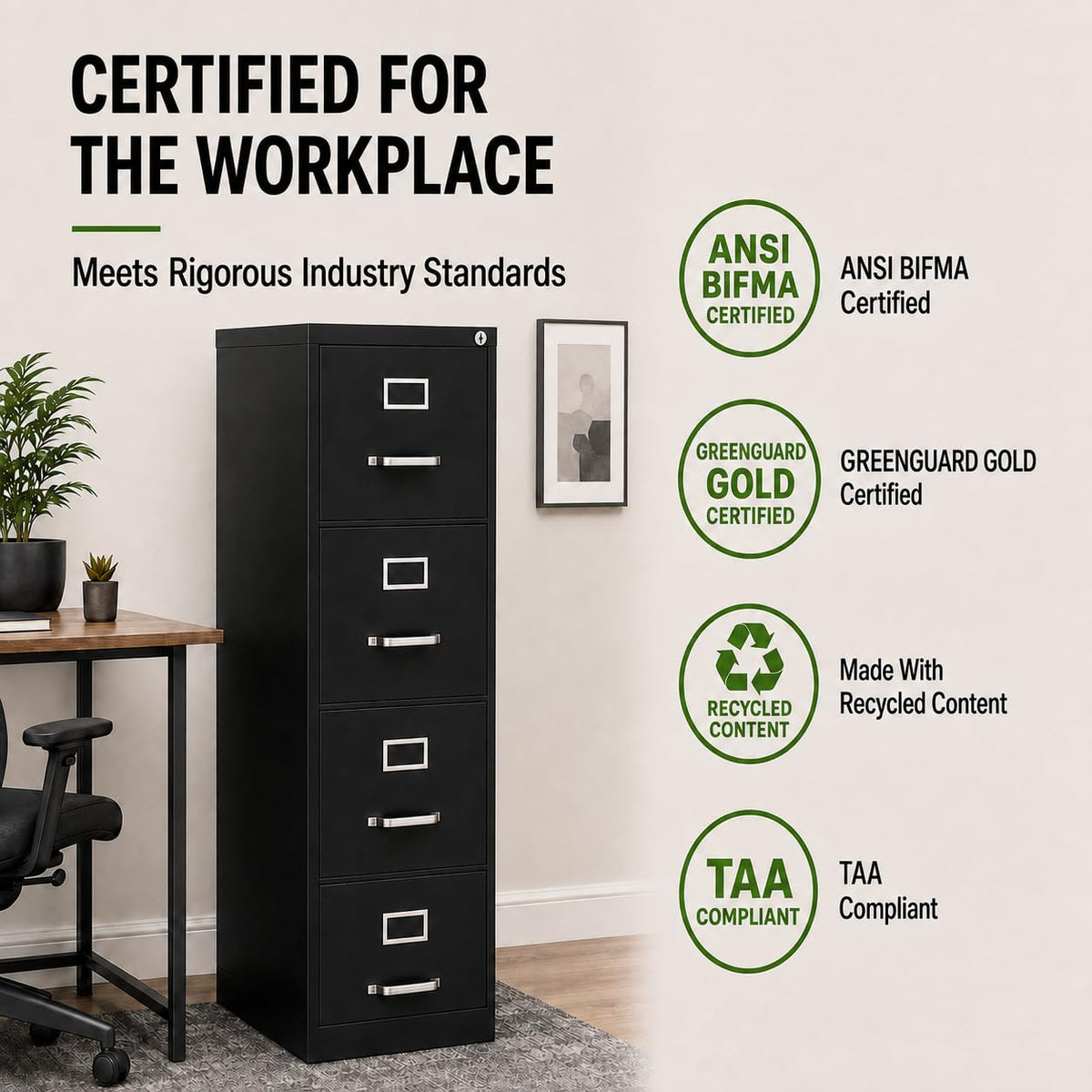 4-Drawer Locking Metal File Cabinet