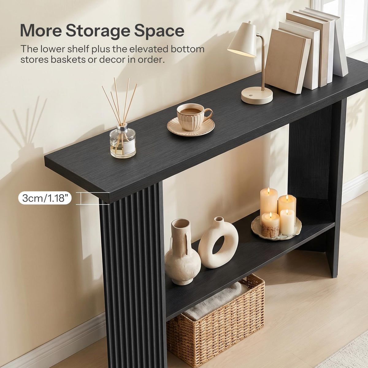 Black Fluted Console Table