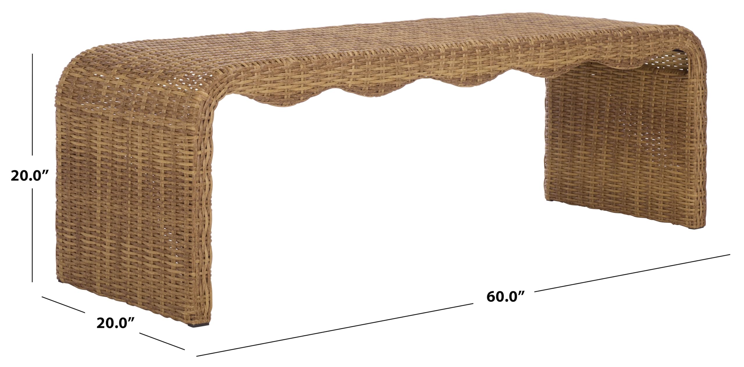 Handwoven Wicker Patio Bench – Fully Assembled