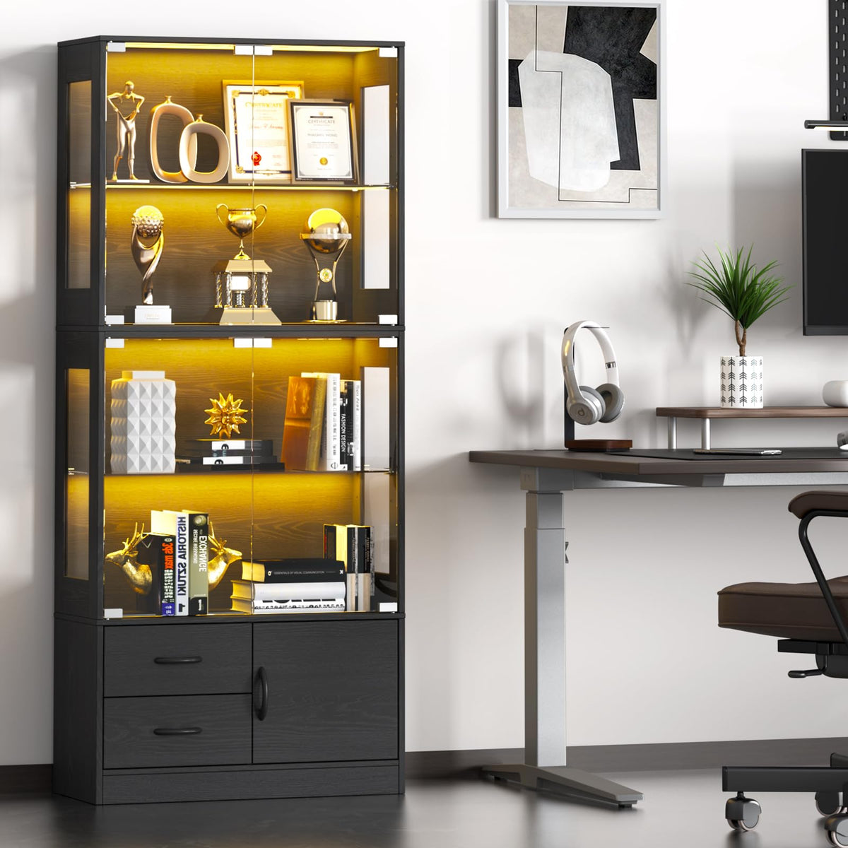 RGB Glass Display Cabinet with Storage