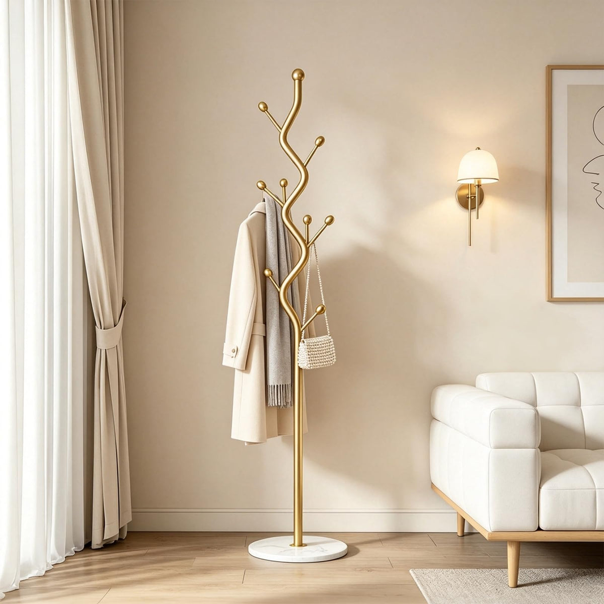 Gold Tree Coat Rack