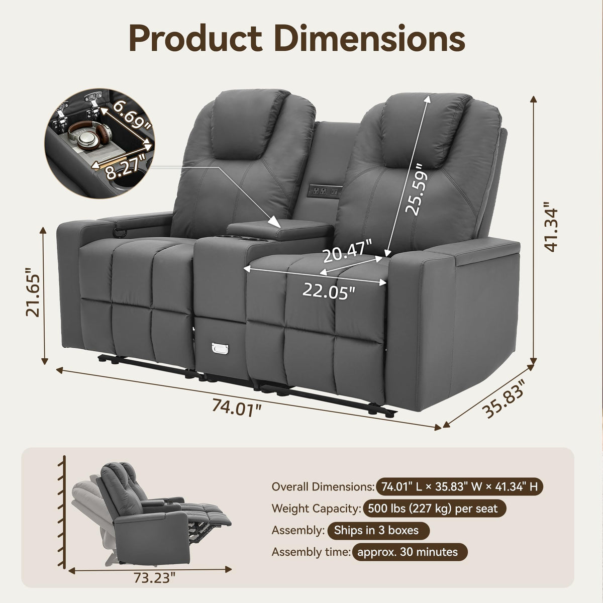 Manual Reclining Loveseat with Console