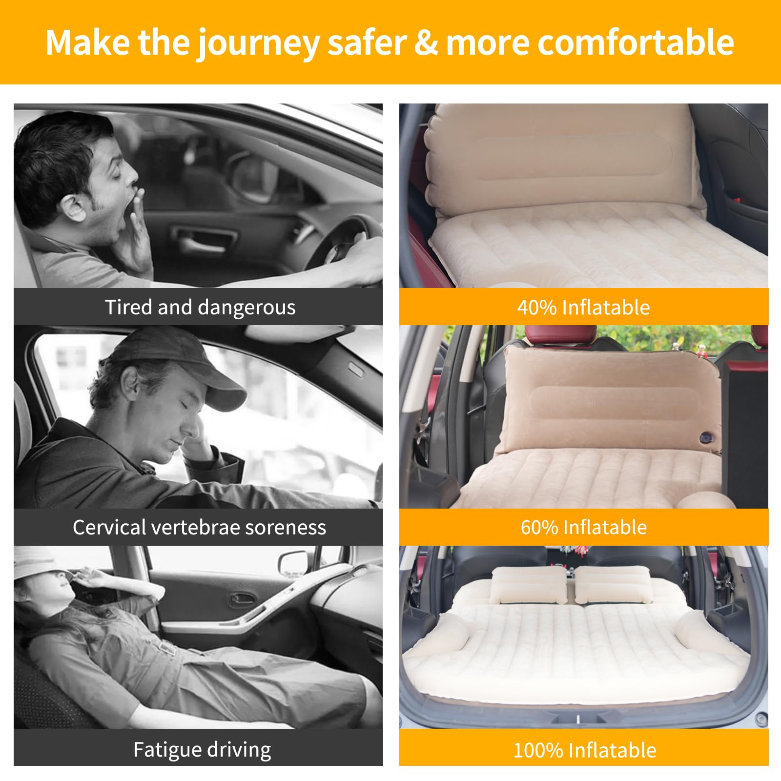 SUV Inflatable Air Mattress with Pillows & Pump