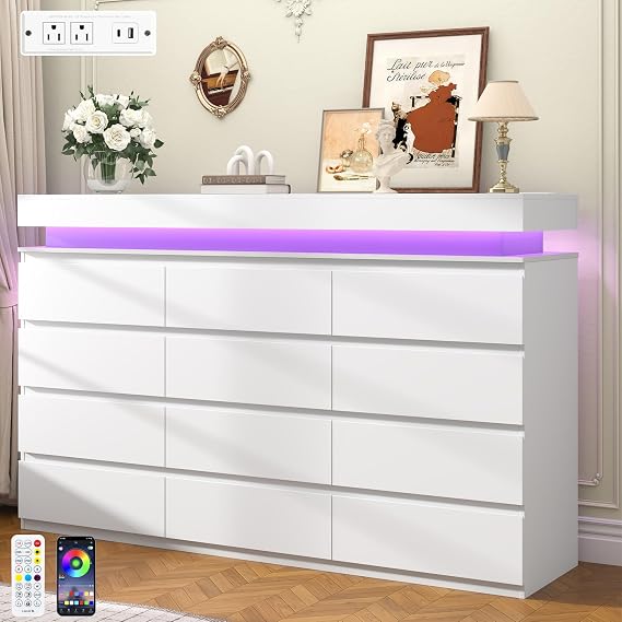 LED Dresser with Charging Station