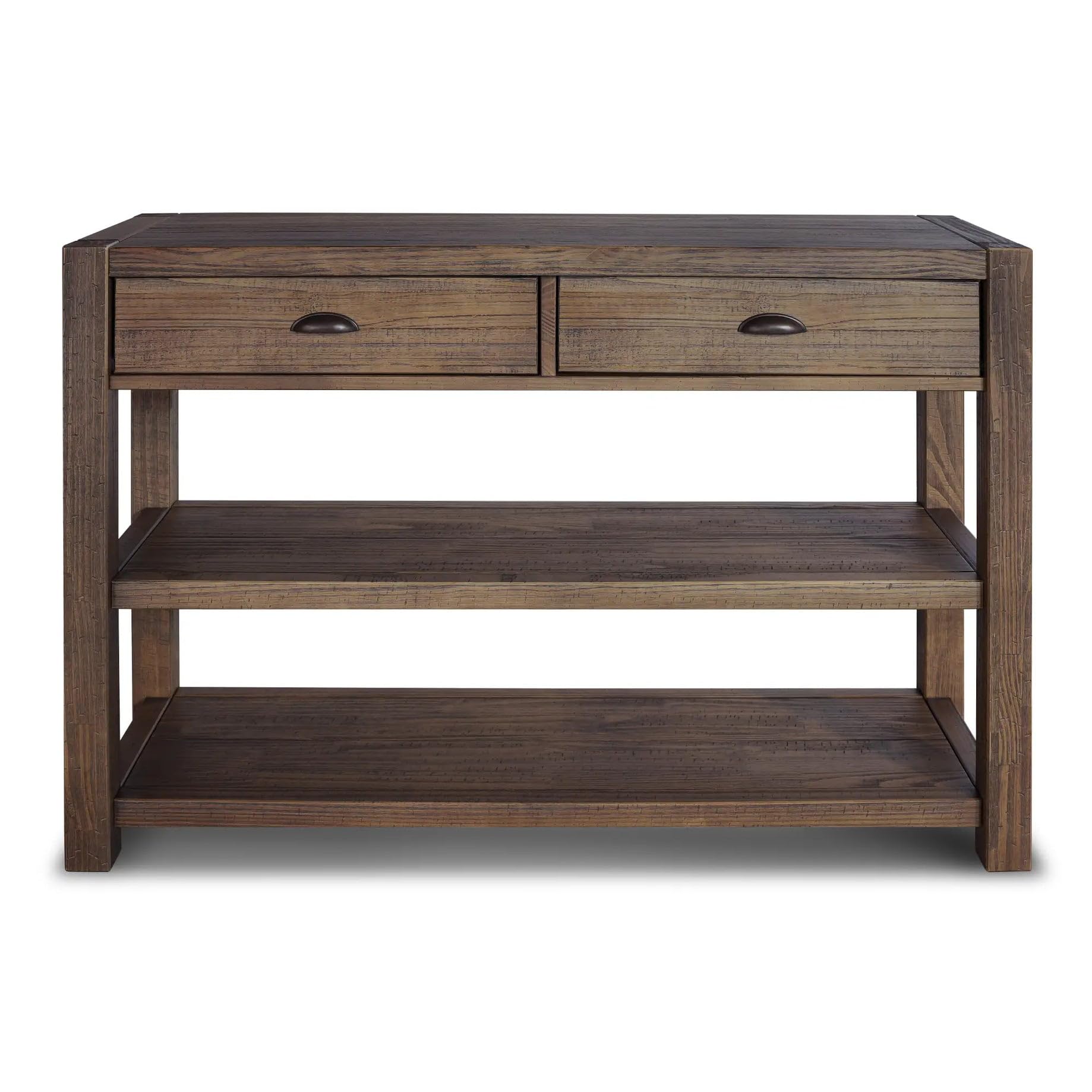 Solid Wood Console Table with Drawers & Shelves
