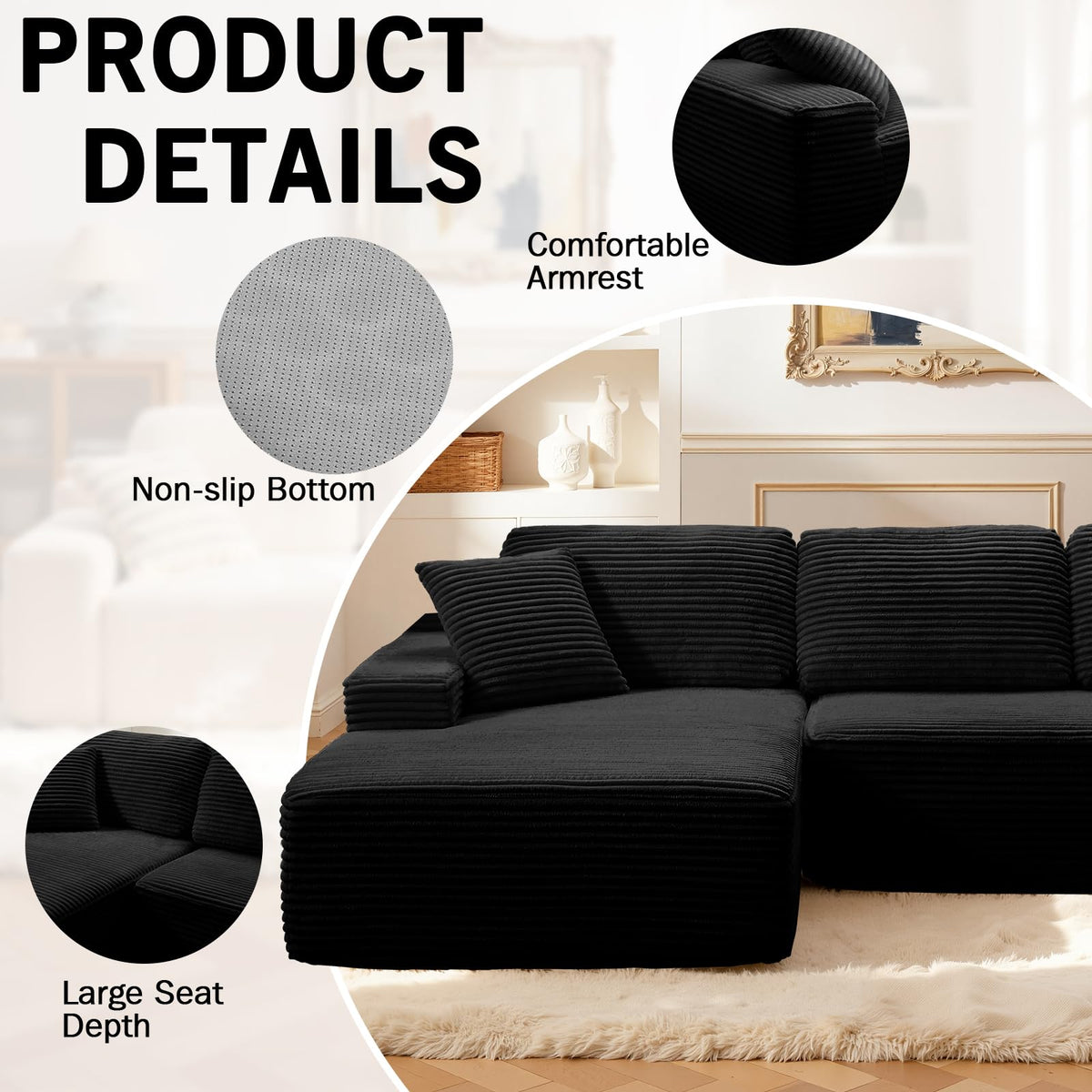 Corduroy Modular Sectional Sofa Bed