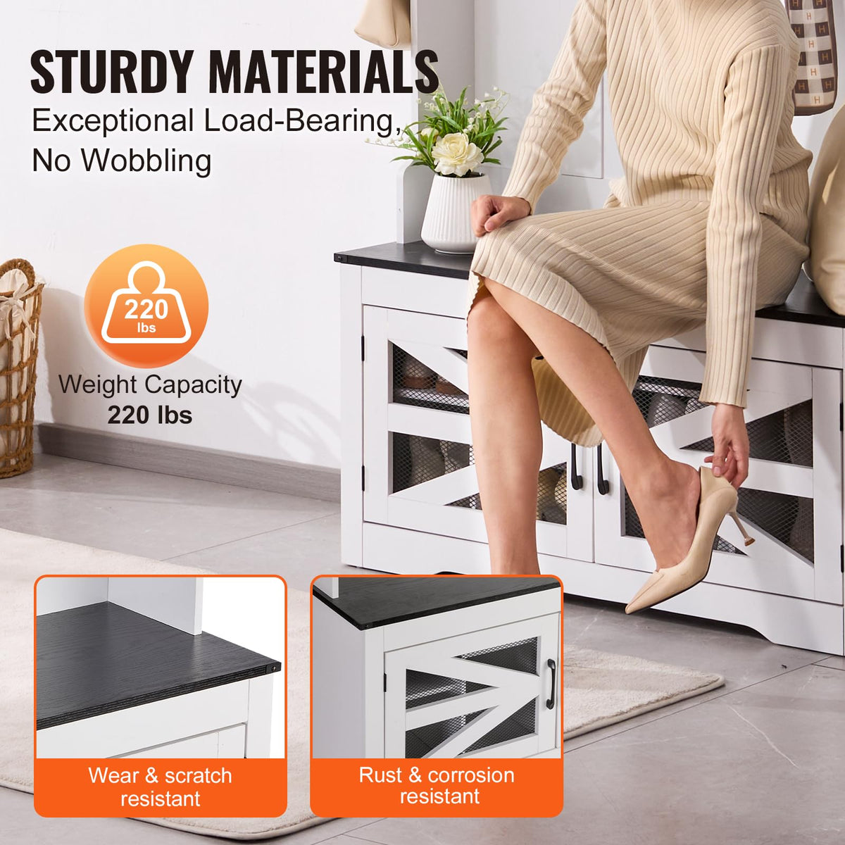 LED Hall Tree with Shoe Storage Bench