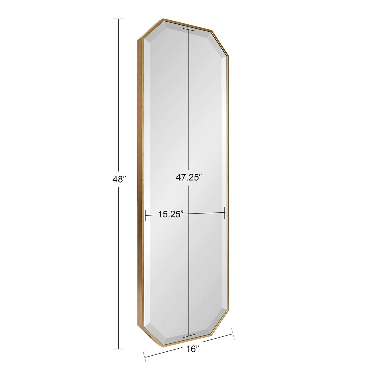 Gold Octagon Full-Length Wall Mirror, 16.75 x 48.75 In