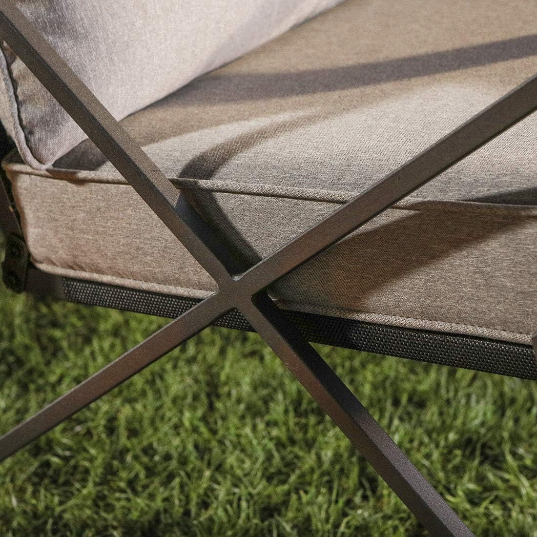3-Piece Outdoor Rocking Bistro Set with Cushions & Glass-Top Table
