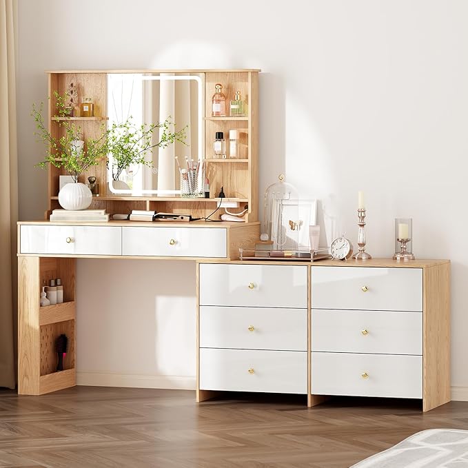 Makeup Vanity Desk with Mirror & Lights