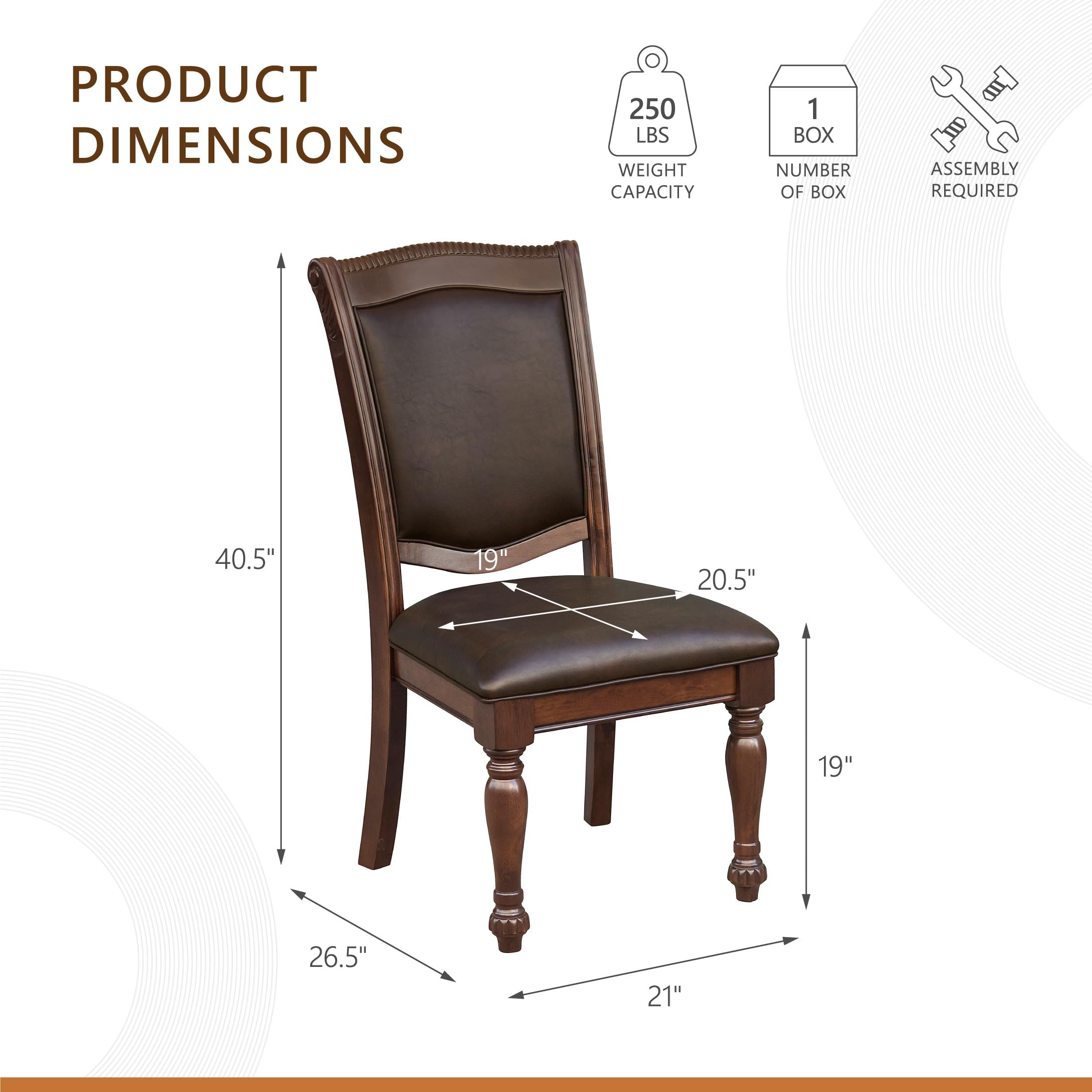 Traditional Dining Chairs, Set of 2 – Cherry Finish